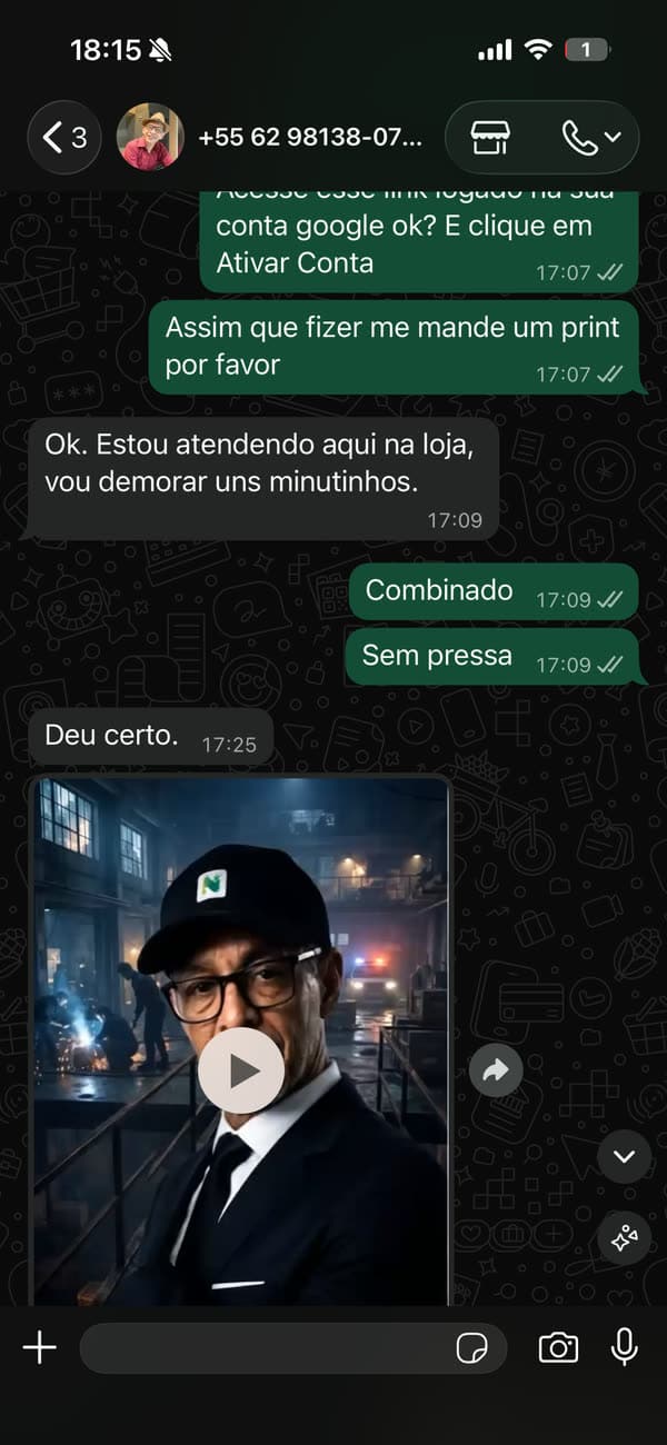 Depoimento 12: cliente mostrando a ativação concluída do Google AI Pro
